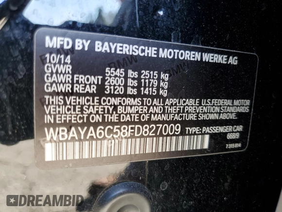 2015 BMW 7 Series 740i с VIN WBAYA6C58FD827009, выставлен на аукционе Copart как лот 50223755 с пробегом 105 440 миль миль и Списание • Salvage title. История ставок и продаж доступна на DreamBid. Изображение 14.