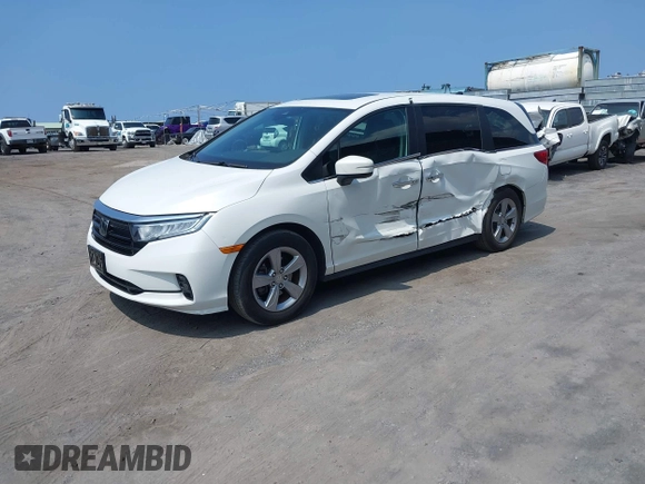 2022 Honda Odyssey EX-L with VIN 5FNRL6H79NB054120, listed as a IAAI auction lot 41694040 with 55,036 mi miles and . Bid and sale history available at DreamBid. Image 2.