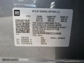 2021 Cadillac XT6 Premium Luxury with VIN 1GYKPDRS6MZ216642, listed as a Copart auction lot 70779163 with 23,033 mi miles. Bid and sale history available at carsss.com. Image 13.