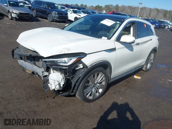 2020 Infiniti QX50 Essential with VIN 3PCAJ5M12LF110250, listed as a IAAI auction lot 41445252 with 48,963 mi miles and . Bid and sale history available at DreamBid. Image 2.