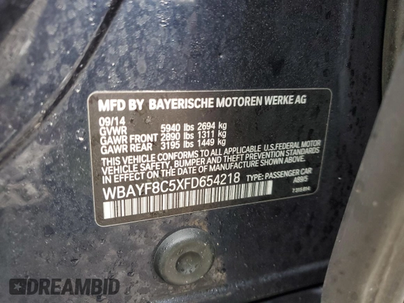 2015 BMW 7 Series 750Li xDrive with VIN WBAYF8C5XFD654218, listed as a Copart auction lot 51364905 with 181,537 mi miles and Clean title. Bid and sale history available at DreamBid. Image 12.
