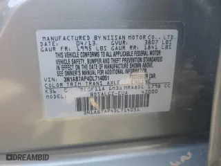2013 Nissan Sentra SL with VIN 3N1AB7AP4DL714051, listed as a Copart auction lot 43483585 with 133,081 mi miles and Clean Title. Bid and sale history available at carsss.com. Image 10.