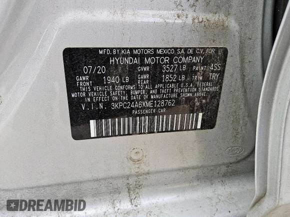 2021 Hyundai Accent SE with VIN 3KPC24A6XME128762, listed as a Copart auction lot 60730375 with 58,103 mi miles and Clean title. Bid and sale history available at DreamBid. Image 12.