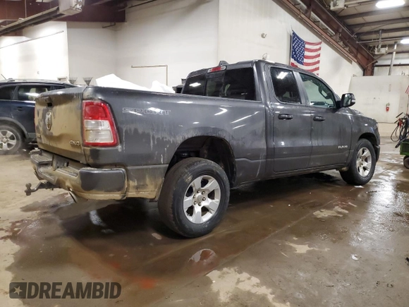 2021 Ram 1500 Big Horn with VIN 1C6SRFBT8MN614917, listed as a Copart auction lot 88296005 with 56,179 mi miles and Clean Title. Bid and sale history available at carsss.com. Image 3.