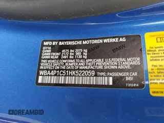 2017 BMW 4 Series 440i with VIN WBA4P1C51HK522059, listed as a Copart auction lot 60255554 with 76,289 mi miles and Salvage Title. Bid and sale history available at carsss.com. Image 13.