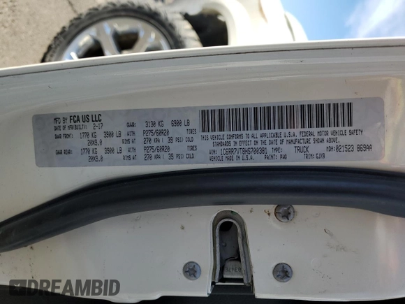 2017 Ram 1500 Laramie с VIN 1C6RR7VT8HS700381, выставлен на аукционе Copart как лот 49767395 с пробегом 102 561 миль миль и Списание • Salvage title. История ставок и продаж доступна на DreamBid. Изображение 12.