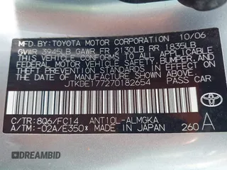 2007 Scion tC Spec with VIN JTKDE177270182654, listed as a IAAI auction lot 42785289 with 191,409 mi miles and . Bid and sale history available at DreamBid. Image 9.