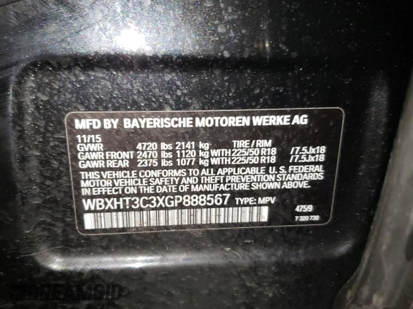 2016 BMW X1 xDrive28i with VIN WBXHT3C3XGP888567, listed as a Copart auction lot 39748003 with 54,542 mi miles. Bid and sale history available at carsss.com. Image 13.