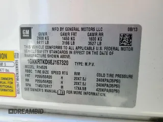 2014 GMC Acadia Denali z VIN 1GKKRTKD9EJ167320, wystawiony jako Copart lot #46899175 z przebiegiem 128 664 mil mil oraz Szkoda całkowita • Salvage title. Historia ofert i sprzedaży dostępna na DreamBid. Obrazek 13.