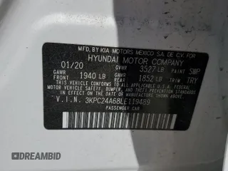 2020 Hyundai Accent SE с VIN 3KPC24A68LE119489, выставлен на аукционе Copart как лот 51554605 с пробегом 114 477 миль миль и Чистый • Clean title. История ставок и продаж доступна на DreamBid. Изображение 13.
