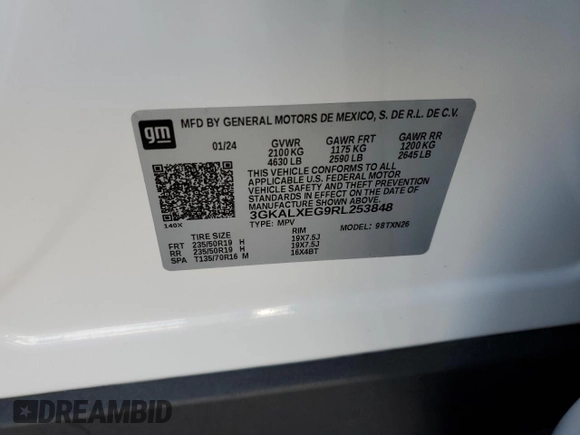 2024 GMC Terrain Denali with VIN 3GKALXEG9RL253848, listed as a Copart auction lot 65416595 with 10,781 mi miles and Salvage title. Bid and sale history available at DreamBid. Image 13.
