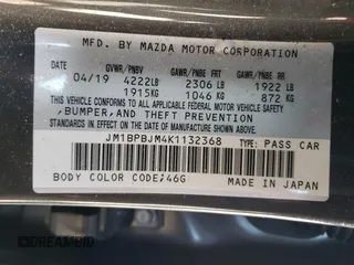 2019 Mazda 3 with VIN JM1BPBJM4K1132368, listed as a Copart auction lot 78700753 with 54,170 mi miles and Salvage title. Bid and sale history available at DreamBid. Image 12.