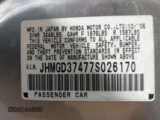 2007 Honda Fit with VIN JHMGD37477S026170, listed as a IAAI auction lot 41398655 with 48,218 mi miles and . Bid and sale history available at DreamBid. Image 9.