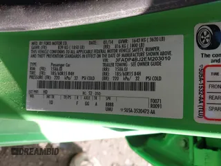 2014 Ford Fiesta SE with VIN 3FADP4BJ2EM203010, listed as a IAAI auction lot 40763881 with 60,803 mi miles. Bid and sale history available at carsss.com. Image 9.