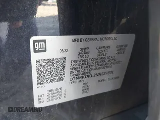 2022 Chevrolet Suburban with VIN 1GNSKDKL2NR337801, listed as a IAAI auction lot 41764667 with Not provided miles and . Bid and sale history available at DreamBid. Image 9.