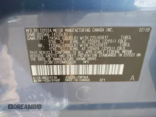 2009 Toyota RAV4 with VIN 2T3BF33V39W005038, listed as a IAAI auction lot 41701503 with 150,672 mi miles. Bid and sale history available at carsss.com. Image 9.