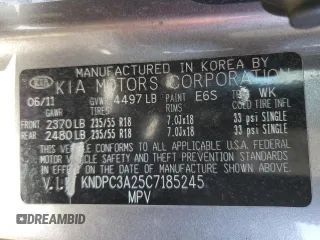 2012 Kia Sportage EX with VIN KNDPC3A25C7185245, listed as a Copart auction lot 46291275 with 199,980 mi miles and Non repairable. Bid and sale history available at DreamBid. Image 13.