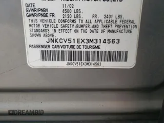 2003 Infiniti G35 w/Leather with VIN JNKCV51EX3M314563, listed as a Copart auction lot 72418514 with 218,606 mi miles and Salvage Title. Bid and sale history available at DreamBid. Image 14.