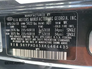 2019 Kia Sorento EX with VIN 5XYPHDA5XKG464435, listed as a Copart auction lot 48409705 with 119,107 mi miles and Salvage Title. Bid and sale history available at DreamBid. Image 13.