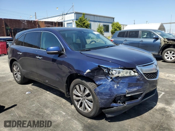 2014 Acura MDX Technology with VIN 5FRYD3H46EB005081, listed as a Copart auction lot 57799425 with 208,568 mi miles and Salvage title. Bid and sale history available at DreamBid. Image 4.