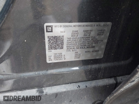 2018 GMC Terrain Denali with VIN 3GKALSEX9JL365380, listed as a IAAI auction lot 42291148 with 95,647 mi miles and . Bid and sale history available at DreamBid. Image 9.