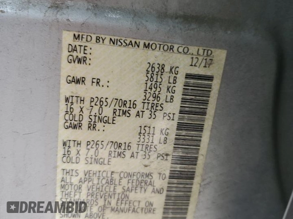 2018 Nissan Frontier Pro-4X with VIN 1N6AD0EV3JN730256, listed as a Copart auction lot 54273825 with 55,363 mi miles and Salvage title. Bid and sale history available at DreamBid. Image 12.