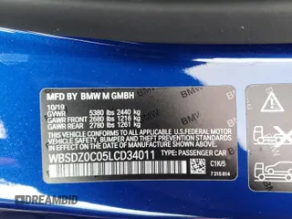 2020 BMW M8 Competition z VIN WBSDZ0C05LCD34011, wystawiony jako Copart lot #40355733 z przebiegiem Nie podano mil oraz . Historia ofert i sprzedaży dostępna na DreamBid. Obrazek 14.