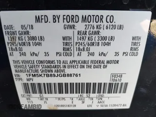 2018 Ford Explorer с VIN 1FM5K7B89JGB88761, выставлен на аукционе IAAI как лот 42316980 с пробегом 132 706 миль миль и . История ставок и продаж доступна на DreamBid. Изображение 9.