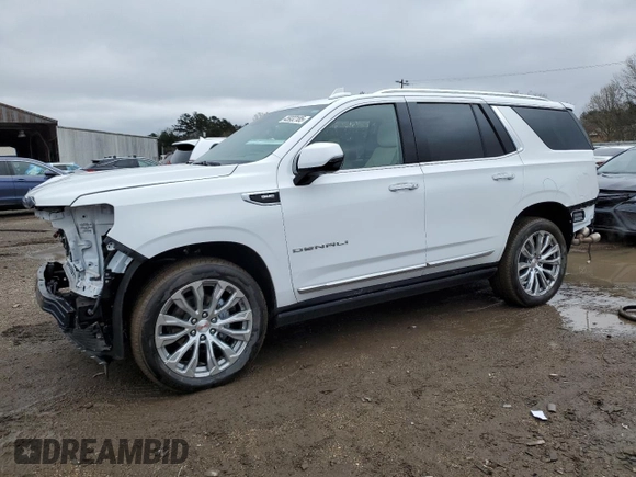 2023 GMC Yukon Denali with VIN 1GKS1DKL7PR338705, listed as a Copart auction lot 45932185 with 23,526 mi miles and Salvage Title. Bid and sale history available at carsss.com. Image 1.