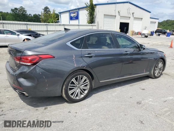 2018 Genesis G80 3.8L z VIN KMHGN4JE0JU239622, wystawiony jako Copart lot #52925365 z przebiegiem 65 236 mil mil oraz Szkody całkowita. Historia ofert i sprzedaży dostępna na DreamBid. Obrazek 3.