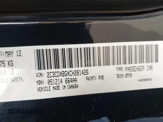 2012 Dodge Charger SE with VIN 2C3CDXBGXCH281426, listed as a IAAI auction lot 41848739 with 174,091 mi miles and . Bid and sale history available at DreamBid. Image 9.