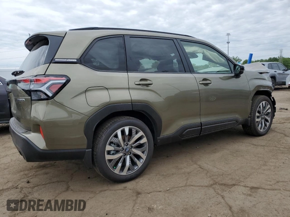 2025 Subaru Forester Touring with VIN JF2SLDTC3SH460756, listed as a Copart auction lot 58800695 with 1,185 mi miles and Salvage title. Bid and sale history available at DreamBid. Image 3.
