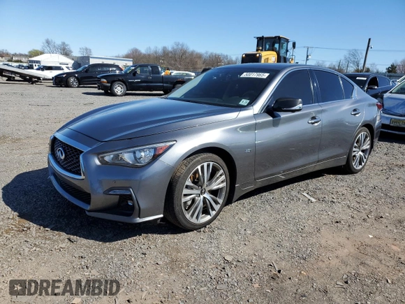 2020 Infiniti Q50 Pure with VIN JN1EV7AR8LM254097, listed as a Copart auction lot 50017965 with 69,758 mi miles and Salvage title. Bid and sale history available at DreamBid. Image 1.