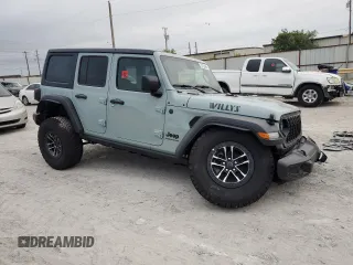 2024 Jeep Wrangler Willys с VIN 1C4RJXDG4RW266071, выставлен на аукционе Copart как лот 73152464 с пробегом 349 миль миль и Списание • Salvage title. История ставок и продаж доступна на DreamBid. Изображение 4.
