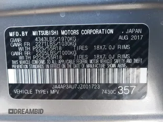 2018 Mitsubishi Outlander ES z VIN JA4AP3AU7JZ001723, wystawiony jako IAAI lot #41945205 z przebiegiem 112 570 mil mil oraz . Historia ofert i sprzedaży dostępna na DreamBid. Obrazek 9.