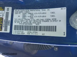 2014 Toyota Tundra 4WD Truck SR with VIN 5TFUY5F18EX392859, listed as a IAAI auction lot 41264709 with 186,881 mi miles. Bid and sale history available at carsss.com. Image 9.