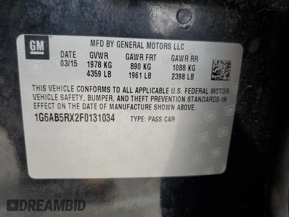 2015 Cadillac ATS Luxury RWD z VIN 1G6AB5RX2F0131034, wystawiony jako Copart lot #54447025 z przebiegiem 120 412 mil mil oraz Szkoda całkowita • Salvage title. Historia ofert i sprzedaży dostępna na DreamBid. Obrazek 12.