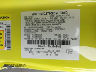 2021 Ford Mustang EcoBoost with VIN 1FA6P8TH8M5144464, listed as a IAAI auction lot 41566467 with 40,758 mi miles. Bid and sale history available at carsss.com. Image 9.