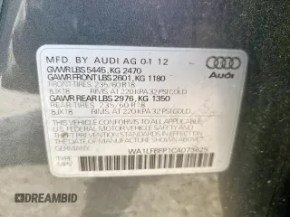 2012 Audi Q5 Premium Plus с VIN WA1LFBFP1CA073625, выставлен на аукционе Copart как лот 60257345 с пробегом 165 643 миль миль и Списание • Salvage title. История ставок и продаж доступна на DreamBid. Изображение 14.