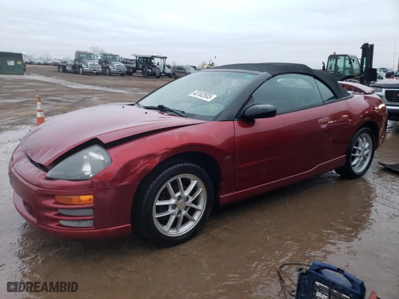 2001 Mitsubishi Eclipse GT with VIN 4A3AE55H31E002215, listed as a Copart auction lot 43162935 with 168,713 mi miles and Salvage Title. Bid and sale history available at carsss.com. Image 1.