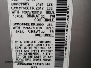 2007 Infiniti FX with VIN JNRAS08W77X209146, listed as a Copart auction lot 70104674 with 140,548 mi miles and Clean Title. Bid and sale history available at DreamBid. Image 13.
