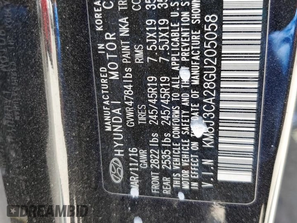 2016 Hyundai Tucson Limited z VIN KM8J3CA28GU205058, wystawiony jako Copart lot #57093735 z przebiegiem 85 238 mil mil oraz Czysty tytuł • Clean title. Historia ofert i sprzedaży dostępna na DreamBid. Obrazek 13.