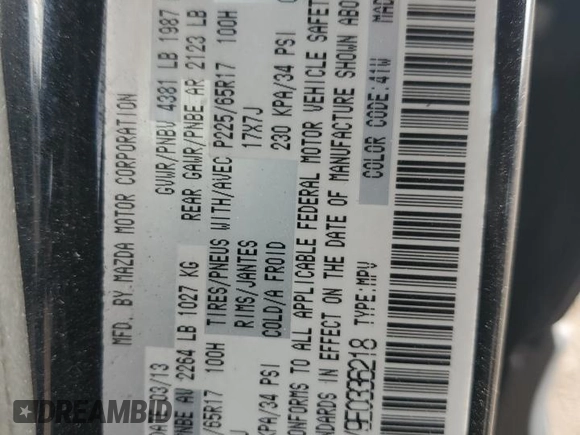 2014 Mazda CX-5 Touring with VIN JM3KE2CY9E0336218, listed as a Copart auction lot 49213255 with 124,749 mi miles and Salvage Title. Bid and sale history available at carsss.com. Image 13.