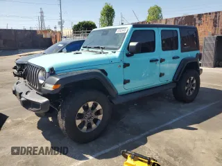 2020 Jeep Wrangler Unlimited Sahara with VIN 1C4HJXENXLW278631, listed as a Copart auction lot 52433445 with 76,715 mi miles and Salvage Title. Bid and sale history available at carsss.com. Image 1.