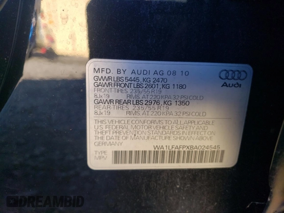 2011 Audi Q5 Premium Plus z VIN WA1LFAFPXBA024545, wystawiony jako Copart lot #86746314 z przebiegiem 127 796 mil mil oraz Szkoda całkowita • Salvage title. Historia ofert i sprzedaży dostępna na DreamBid. Obrazek 13.