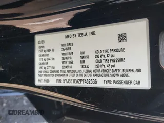 2023 Tesla Model 3 with VIN 5YJ3E1EA2PF482536, listed as a IAAI auction lot 41858110 with 6,298 mi miles. Bid and sale history available at carsss.com. Image 9.