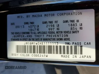 2014 Mazda 3 S Grand Touring with VIN JM1BM1W3XE1111113, listed as a Copart auction lot 50323645 with 66,212 mi miles and Salvage Title. Bid and sale history available at DreamBid. Image 13.