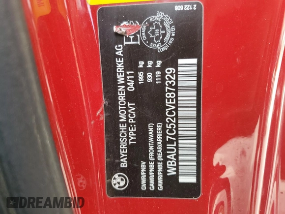 2012 BMW 1 Series 128i z VIN WBAUL7C52CVE87329, wystawiony jako Copart lot #52867624 z przebiegiem 91 237 mil mil oraz Szkoda całkowita • Salvage title. Historia ofert i sprzedaży dostępna na DreamBid. Obrazek 13.