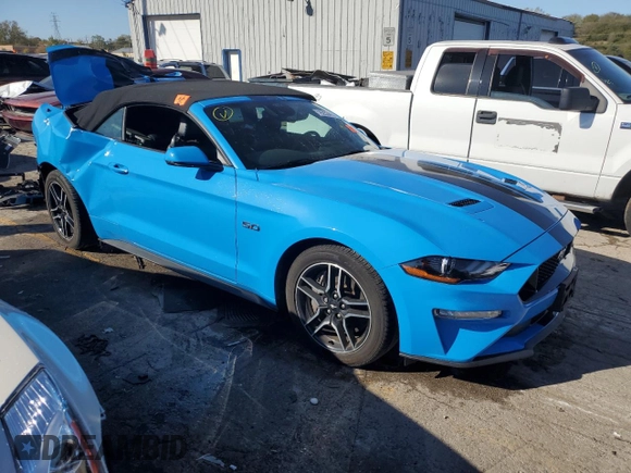2023 Ford Mustang GT Premium with VIN 1FATP8FF3P5102205, listed as a Copart auction lot 76253414 with 15,474 mi miles and Salvage title. Bid and sale history available at DreamBid. Image 4.
