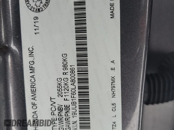 2020 Acura TLX w/A-Spec Pkg with VIN 19UUB1F60LA800861, listed as a Copart auction lot 89358825 with 76,753 mi miles and Salvage Title. Bid and sale history available at carsss.com. Image 12.